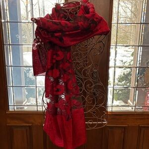 Jessica McClintock Red Patterned Fabric